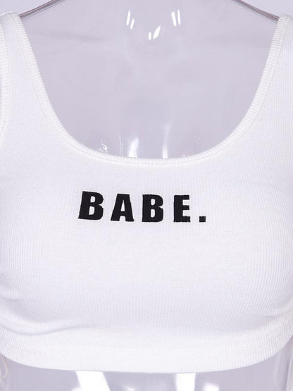 Cute Letter Printed Sports Tank