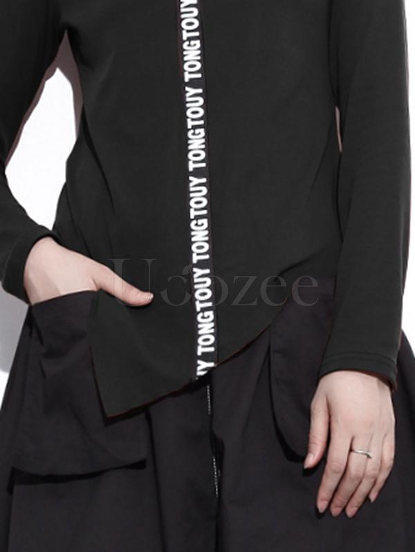 Letter Printed High-neck Bottoming T-shirt