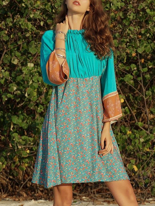 Floral Split-joint Ruffled Beach Mini Dresses