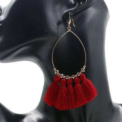 Creative scallop tassel earrings bohemian circle earrings
