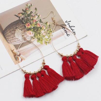 Creative scallop tassel earrings bohemian circle earrings