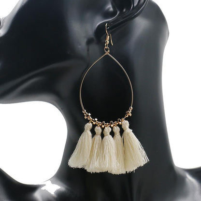 Creative scallop tassel earrings bohemian circle earrings