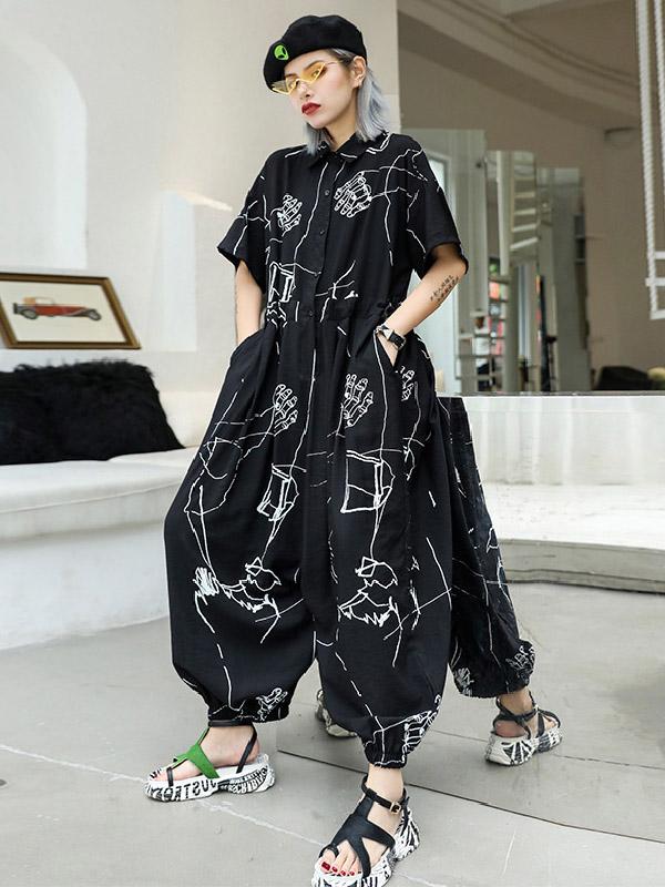 Hip-hop Light Printed Jumpsuit