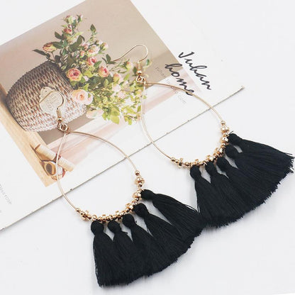 Creative scallop tassel earrings bohemian circle earrings