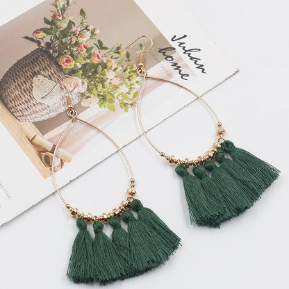 Creative scallop tassel earrings bohemian circle earrings