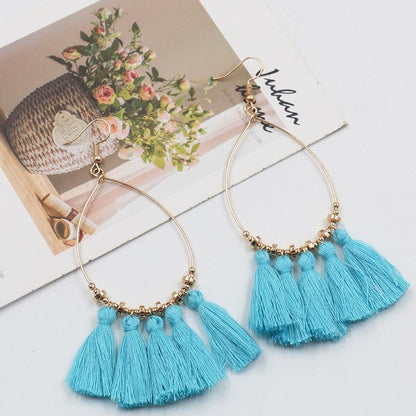 Creative scallop tassel earrings bohemian circle earrings