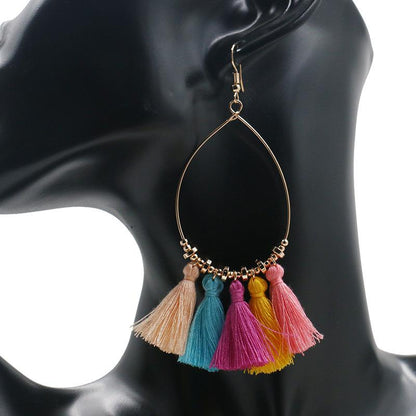 Creative scallop tassel earrings bohemian circle earrings