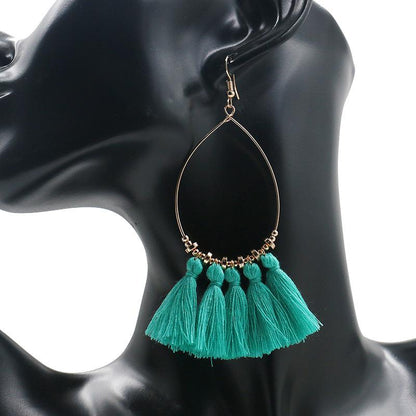 Creative scallop tassel earrings bohemian circle earrings