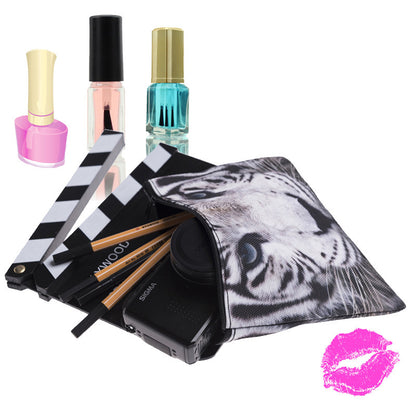 White tiger portable makeup bag