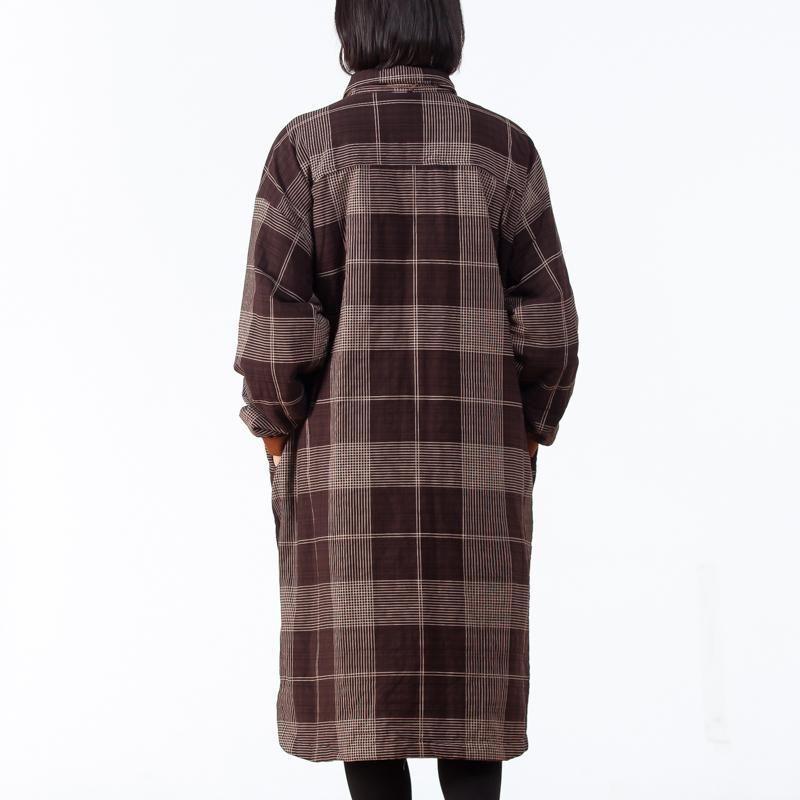 Cotton Single Breasted Plaid Long Shirt