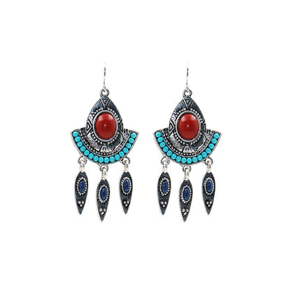 Creative alloy tassel long earrings