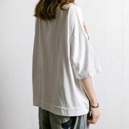 Colored Appliques Simple Women Casual T-Shirt