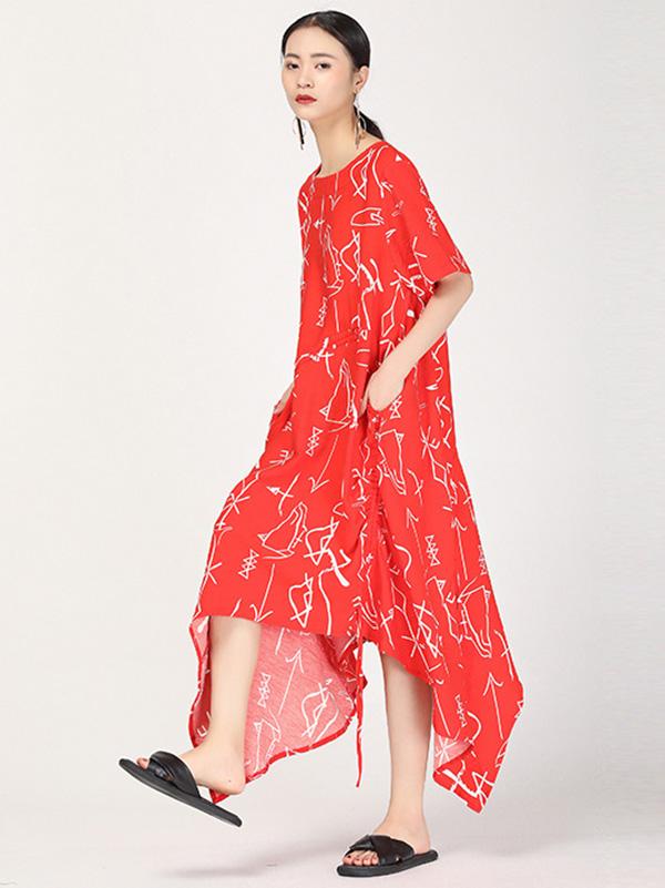 Literary Cropped Printed Long Dress