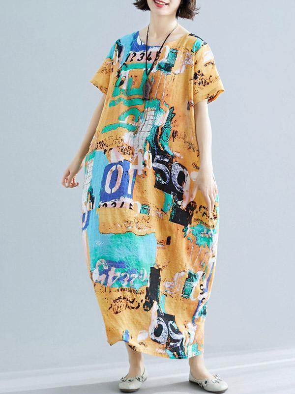 Original Printed Round-Neck Dress