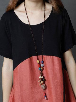 Original Vacation Long Dress in Orange or Coffee Color