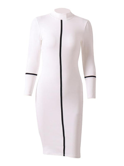 Solid Hip-package Midi Dress