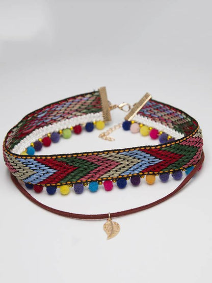 Hand Knitting Choker With Leaf Necklaces Accessories