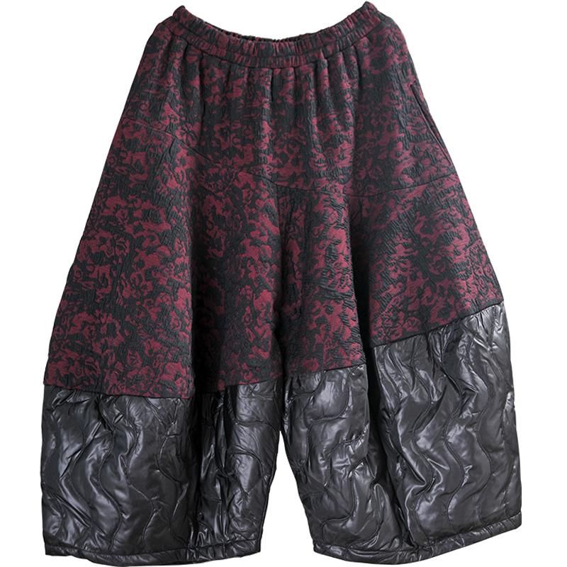 Buykud Casual Spliced Jacquard Loose Wide Leg Pants