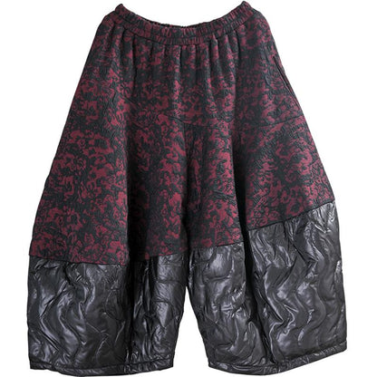 Buykud Casual Spliced Jacquard Loose Wide Leg Pants