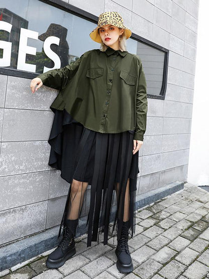 Original Irregularity Split-Joint Gauze Blouses&Shirts Tops