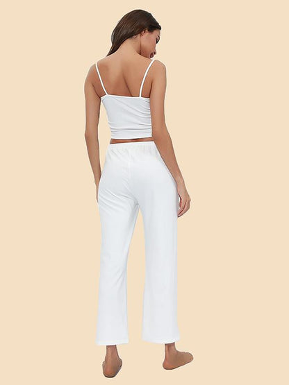Spaghetti-neck Tanks And Straight Leg Pants Suits