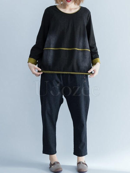 Loose Knitting Round-neck T-shirt