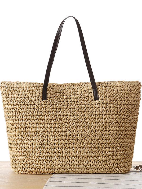 Simple Straw Plaited Article Bohemia Bag