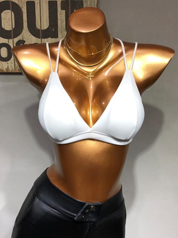 Sexy Solid Wrap Backless Spaghetti-Neck Bra