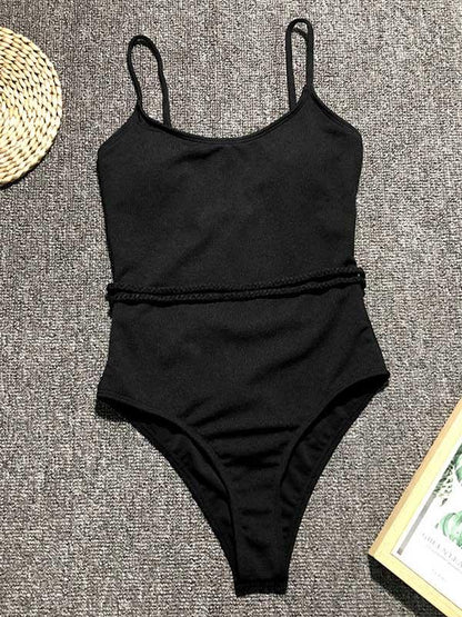 Plain Backless One Piece Swimsuit