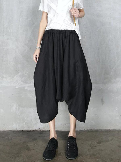 Loose Simple Black Cropped Pants