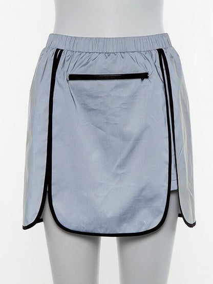 Fashion Zipper Refelcted High Waist Pantskirt