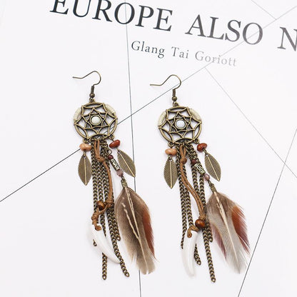 Bohemian fashion dream catcher earrings
