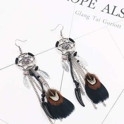 Bohemian fashion dream catcher earrings