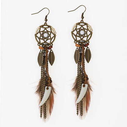Bohemian fashion dream catcher earrings