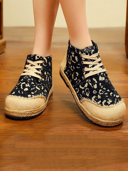 Leopard Thick Bottom Straw Shoes