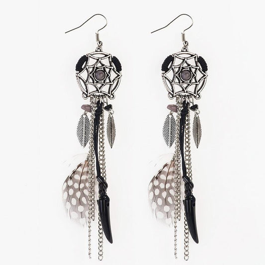 Bohemian fashion dream catcher earrings