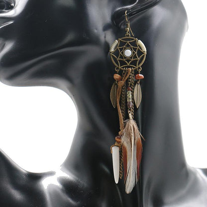 Bohemian fashion dream catcher earrings