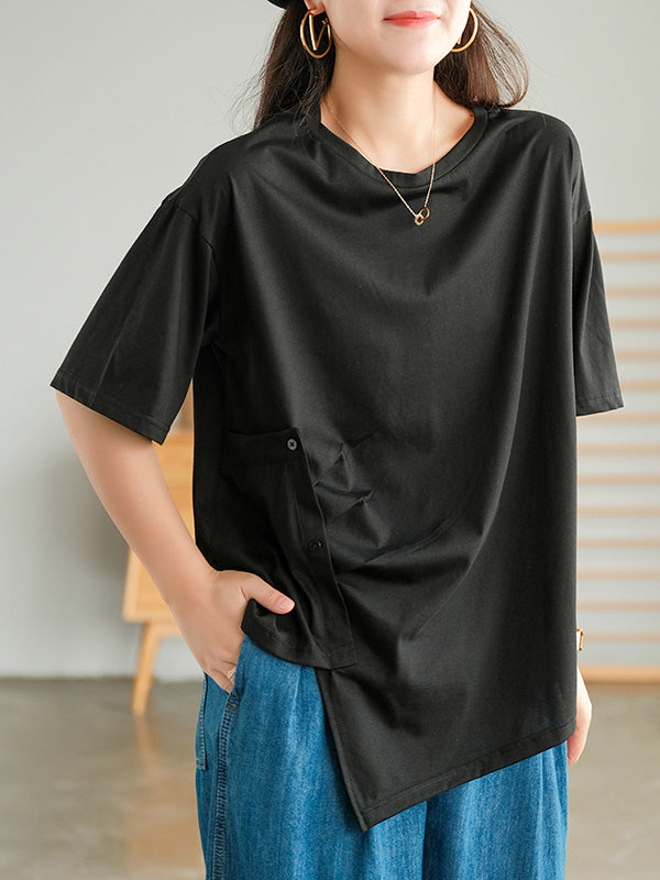 Urban Irregularity Round-Neck T-Shirts Tops