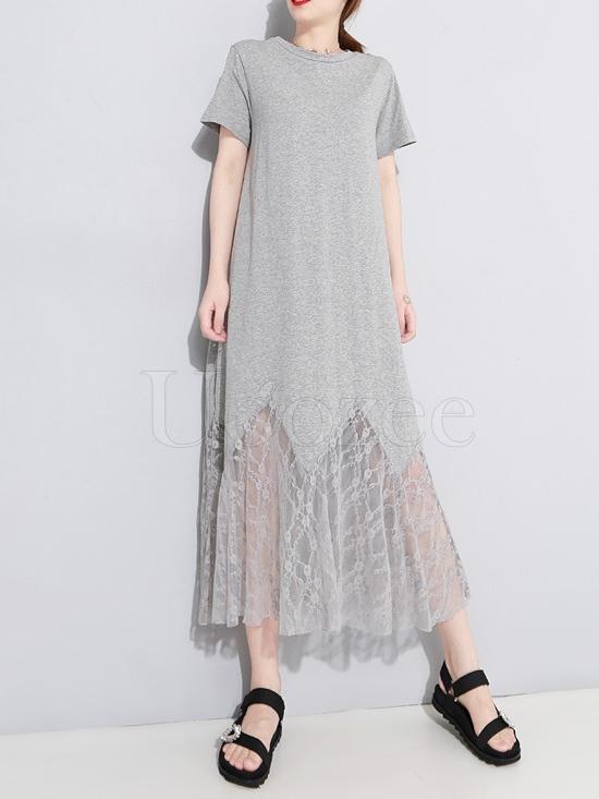 Lacy Angel's Wing Back Design Hollow Maxi Dress