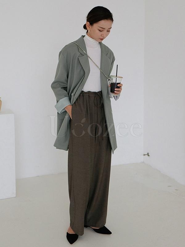 Casual Solid BF Style Suit Outwears