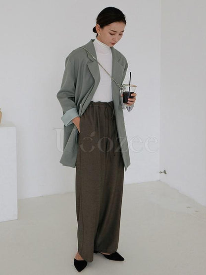 Casual Solid BF Style Suit Outwears