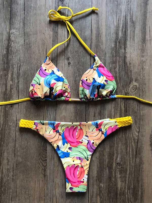 Printed Triangles Triangles Split Bikini Swimsuit