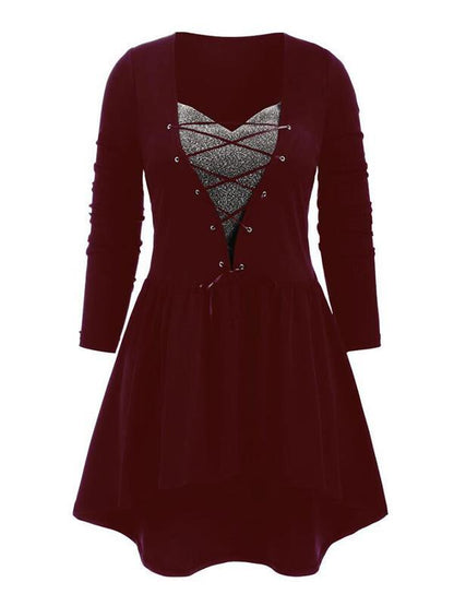 Square-Neck Solid Bandage Mini Dress