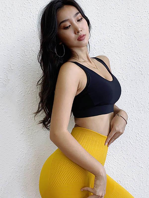 Solid Shockproof Breathable Sports Bra