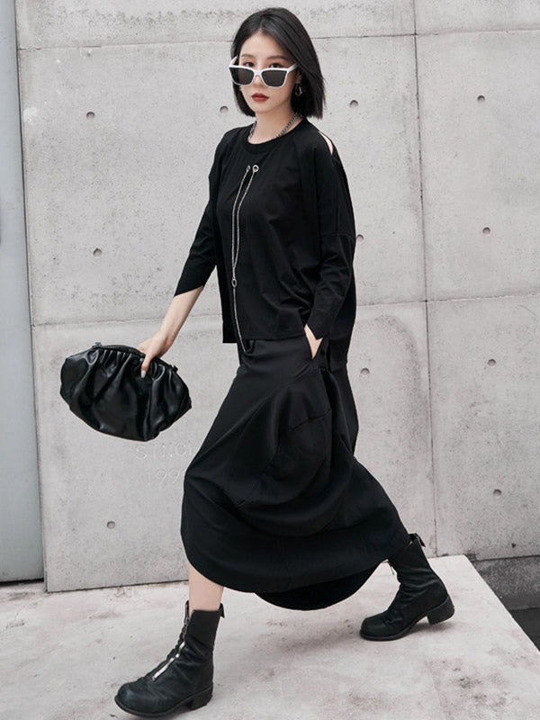 Original Solid Color Cold Shoulder T-Shirt Top