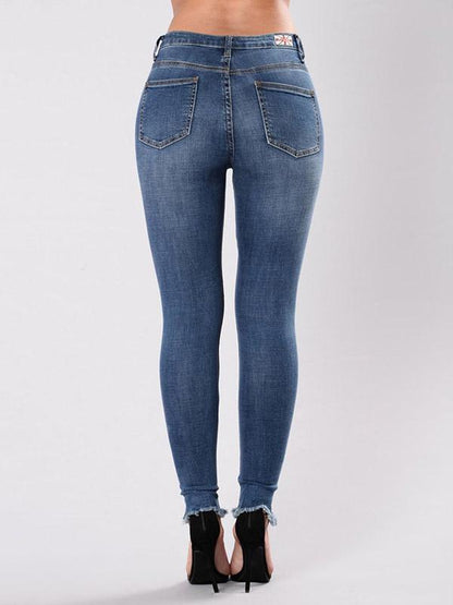 Pretty Embroidered Ripped Stretch Jean Pants Bottoms