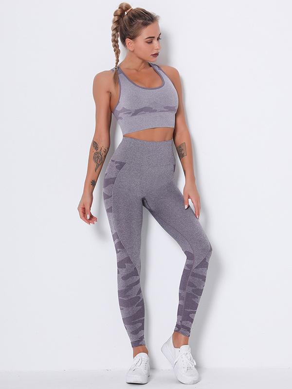 Camouflage Wrap High-Waisted High Elasticity  Yoga Suits