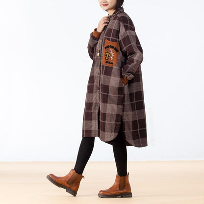 Cotton Single Breasted Plaid Long Shirt