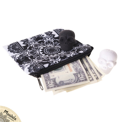 Polyester flower Datura zipper zero wallet