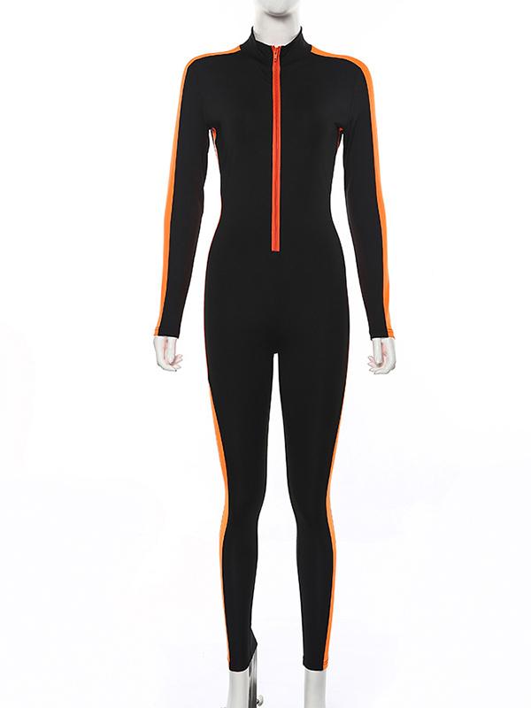 Zipper Split-joint Sports Jumpsuits